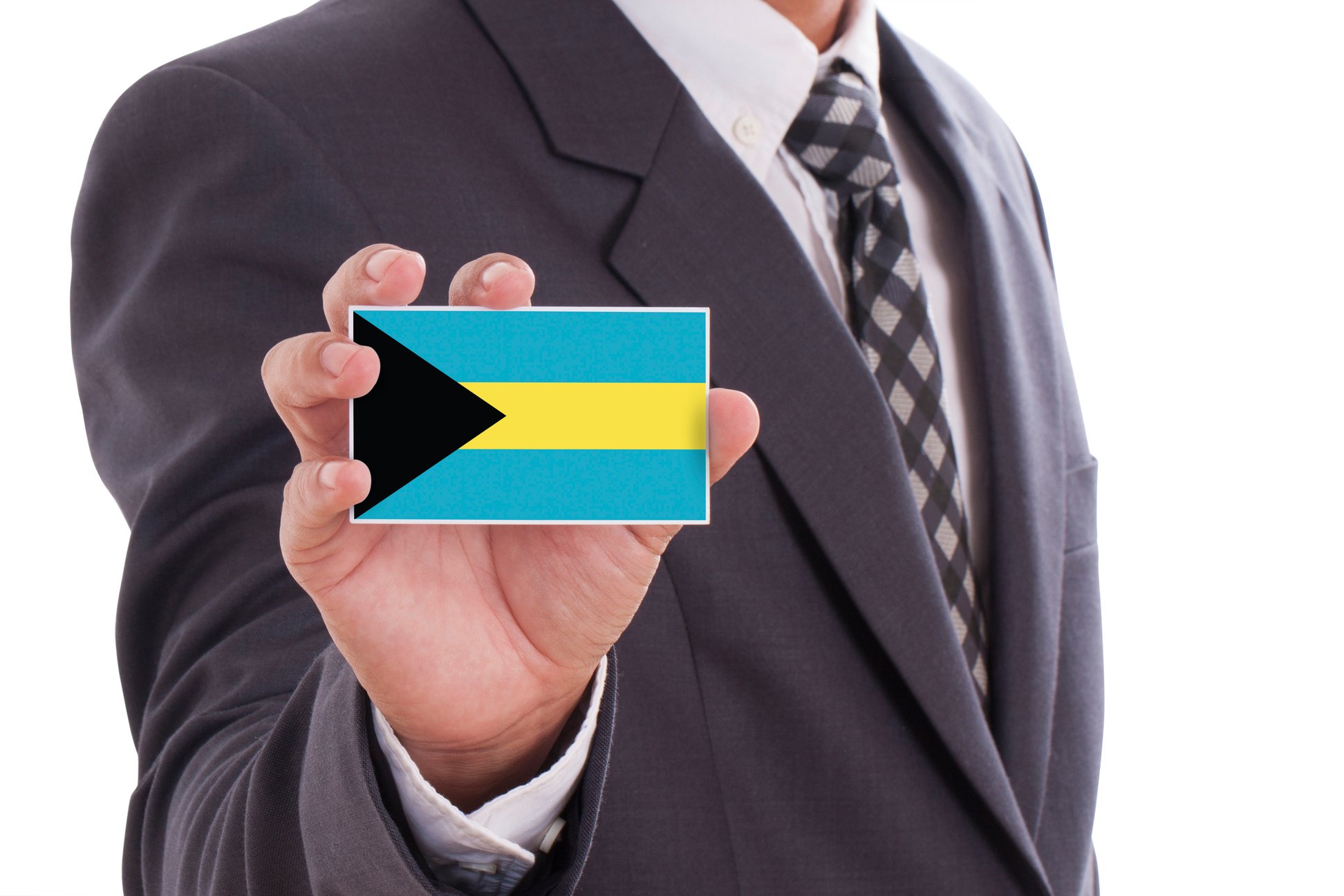 Businessman holding Bahamas Flag